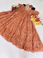 Summer Wear Mull Cotton Chanderi Embroidery Work Gown