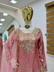 Designer Fendy Crush Embroidery Sequence Work Suit