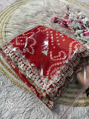 Beautiful Soft Georgette Bandej Printed Work Saree