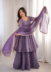 Women’s Ethnic Crunchy Silk Jacquard Butti Designer Sharara