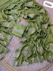 Beautiful Soft Shine Chocolate Silk Saree