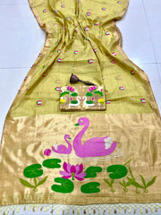 Beautiful Soft Muga Cotton Zari Border Rich Zari Weaving Work Saree