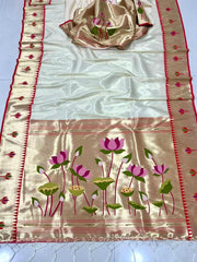 Beautiful Soft Zari Kanchivaram Tissue Paithani Silk Saree