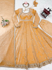 Party-wear Fendy Silk Coding With Sequence Work Gown
