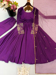 Festival Special Upada Silk Fully Flair Sequence & Embroidery Work Gown