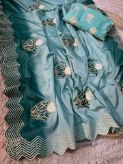 Beautiful Soft Pading Chinon Gotapatti Multi-work Saree