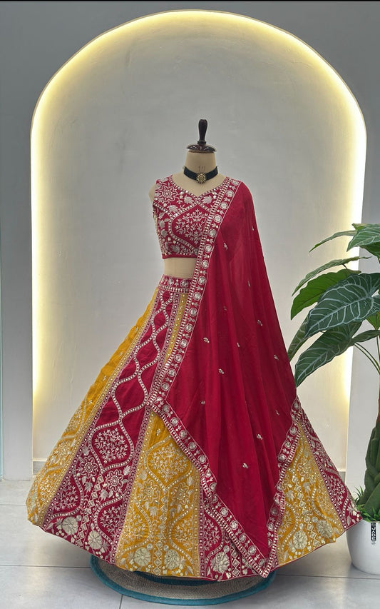 Sangeet Special Vichita Silk Sequins & Threads Embroidery Work Lehenga Choli