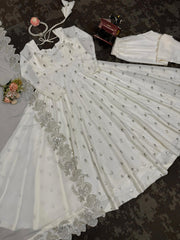 Attractive Chinon Sllk Sequence Work Gown