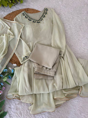 Party-wear Georgette Handwork Neck Sleeve Beautiful Gown