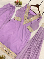 Wedding Special Georgette Sequence Embroidery Work Four Piece Set