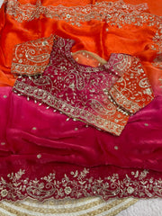 Elegant Satin Saree With Designer Embellished Stitched Blouse