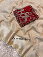 Beautiful Pure Viscos Georgette Work Saree