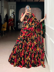 Vibrant Floral Marble Printed Lehenga Choli