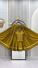 Navratri Special Cotton Handwork Real Coding & Mirror Work Lehenga With Stitched Blouse
