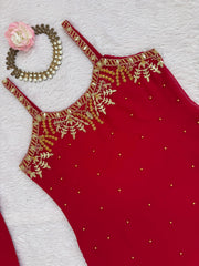 Elegant Ethnic Georgette Beads With Thread & Sequence Work Dress