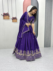 Festive Special Chinon Silk Embroidery Thread Work Lehenga Choli