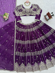 Party-wear Georgette Thread & Sequence Work Lehenga Choli