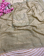 Party-wear Space Silk Beads With Siroski Zarkan Diamond Work Saree