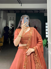 Beautiful Woven With Elegance Korean Pure Tussar Silk Lehenga Choli