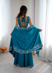 Festive Dhoti Style Co-Ord Set With Shrug