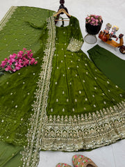 Festive Special Fendy Silk Embroidery Work Gown