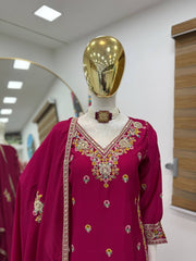 Party-wear Chinon Silk Coding Sequence Embroidery Work Sharara