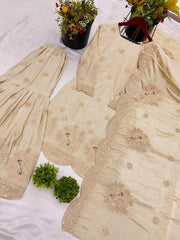 Party-wear Chinon Silk With Embroidery Codding Sequence Work Sharara
