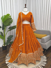 Wedding Wear Japan Satin With Thread Sequin Work Lehenga Choli