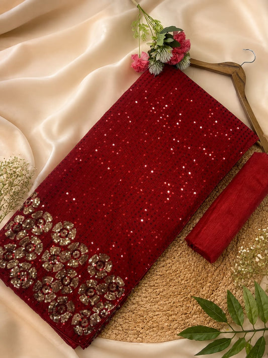 Party-wear Georgette Bollywood Style Sequence Embroidery Work Saree
