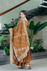 Designer Party-wear Gold Crazy Sharara Suit