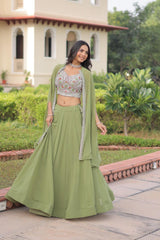 Wedding Special Indo Western Georgette Lehenga Shrug With Stitched Blouse