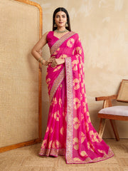Party-wear Soft Georgette Bandhej Printed Saree