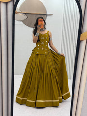 Navratri Special Cotton Handwork Real Coding & Mirror Work Lehenga With Stitched Blouse