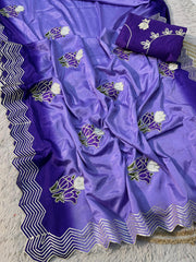 Beautiful Soft Pading Chinon Gotapatti Multi-work Saree