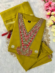 Beautiful Roman Silk Embroidery With Sequence Work Dress
