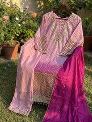 Party-wear Chinon Silk Printed With Sequence Embroidery Work Dress