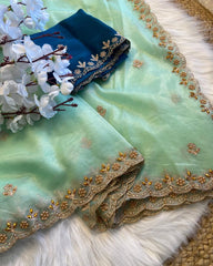 Party-wear Pure Soft Twills Organza Saree