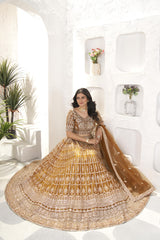Brides Reception Special Golden Sequence & Embroidery Designer Lehenga choli