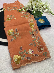 Party-wear Multi Color Patch Work Handwork Designer Saree