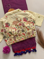 Beautiful Khadi Cotton Saree With Stitched Embroidery Work Blouse