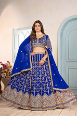 Party-wear Chinon Silk Embroidery Sequence Codding Designer Work Lehenga Choli