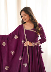 Party-wear Roman Silk Chanderi Silk Sequence Work Anarkali Gown