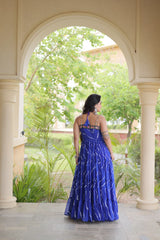 Navratri Special Georgette Laheriya Printed With Kutchi Patchwork Gown