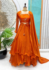 Stylish Space Silk Sequence & Embroidery Work Lehenga Choli