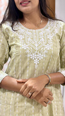 Beautiful Khadi Cotton Butti With Embroidery Work Kurti