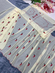 Beautiful Georgette Embroidery Sequence Work Ready To Wear Saree