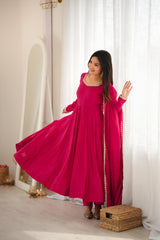 Festive Special mal Chanderi Silk Handwork & Mirror Lace Gown