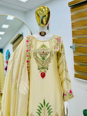 Party-wear Chinon Silk Embroidery & Sequence Work Sharara