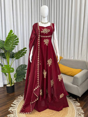 Elegant Fendy Silk Thread Sequence Work Gown