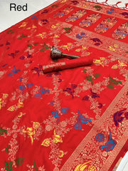 Beautiful Pure Heavy Silk Weaving Minakari Work Pallu Saree